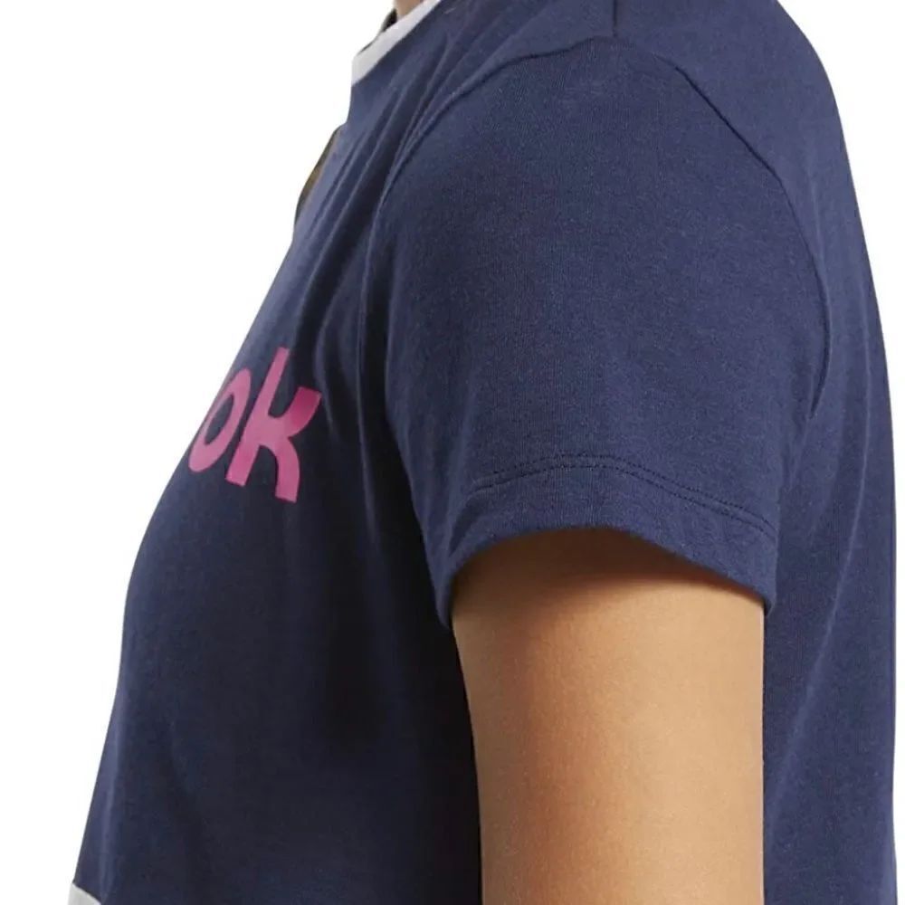 Reebok Women's Training Essentials Linear Logo Short Sleeve Crop Top - Picture 5 of 9